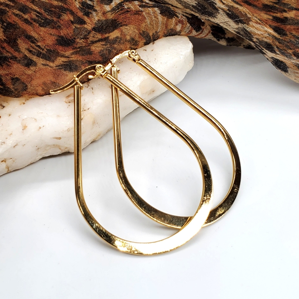 Gold Hoop Earrings Hypoallergenic Studs Unique 14k Gold plated Teardrop